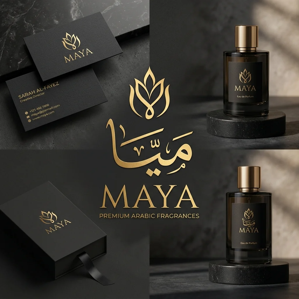 هوية Maya: الرمز والاسم العربي المرسوم يدوياً على العبوة